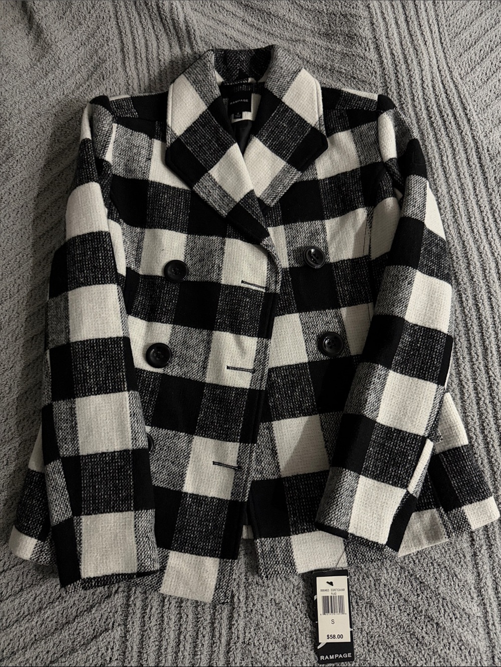 Rampage Black & White Check Peacoat